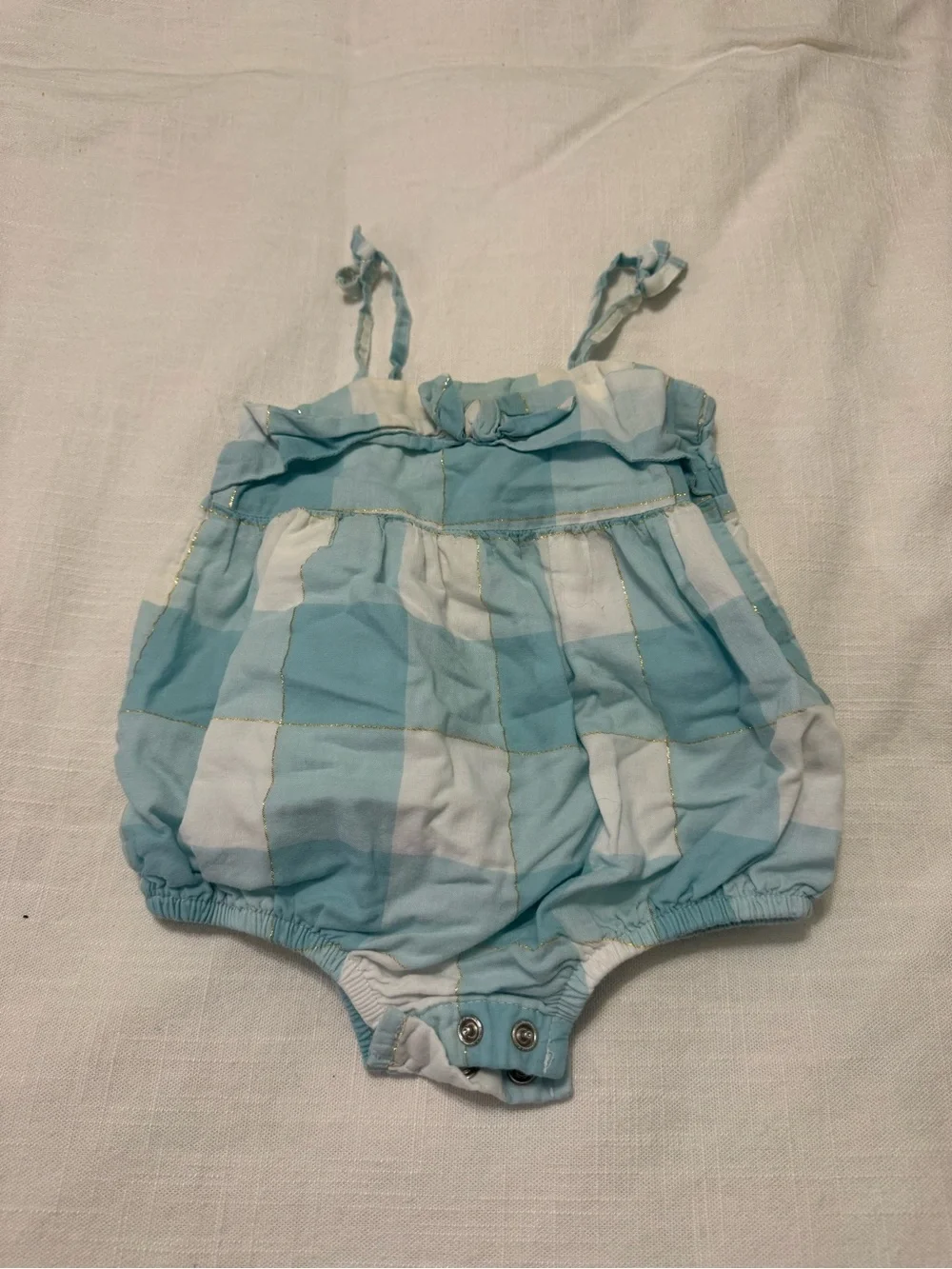 OshKosh B'gosh Blue and White Check Bubble Romper